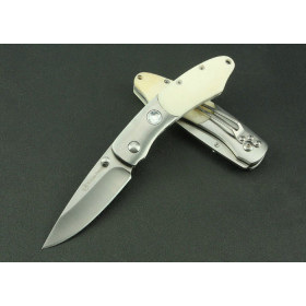 OEM Snow White copper and camel bone handle outdoor folding survival knife UDTEK01857